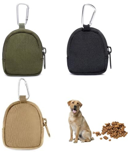 RPHONGHONG 3 stycken godispåsar för hundar, foderpåse, hundträning, godisväska för hundar, träningsväska med dragkedja, hundgodisväska för resor, promenader