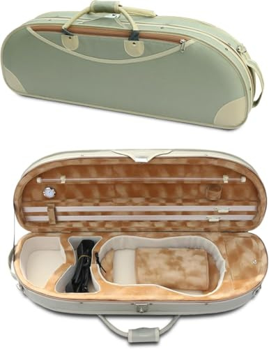 Estuche De Violín 4/4 Tamaño Completo LON Oxford Caja Ligera Correas De Hombro Ajustables Bolsa De Viaje para Estuche De Violín, Pea Green
