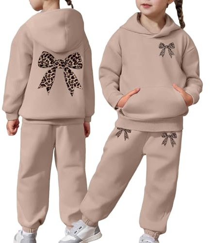 Generisch 2026 manga larga sudadera con capucha tops pantalones conjuntos conjuntos cálido sólido chándal niño traje deportivo, caqui, 3-4 años
