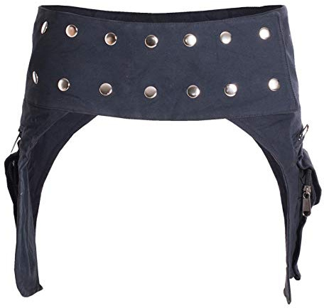 Vishes Hippie Pixie Doppel Holster Hüfttasche Bauchtasche Sidebag Gürtel-Tasche Damen Herren schwarz