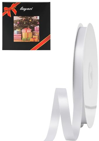 LIUYAXI White Double Face Satin Ribbon 3/8 X 50 Yards, Ribbons Perfect for Crafts, Gift Wrapping, Bow Making and More