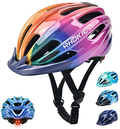 Casco Bicicleta Niño con Lámpara y Visera Casco Infantil Ajustable Casco de Bicicleta para Chico Niñas Casco MTB Patinete Ciclismo Monopatín Scooter (5-13 Años)