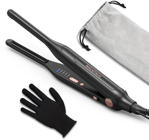Wavytalk Plancha pequeña de 3/10 pulgadas, plancha plana para cabello corto, corte Pixie y flequillo, rizador para cabello corto, mini alisador de cabello para bordes con diseño antipellizcos,