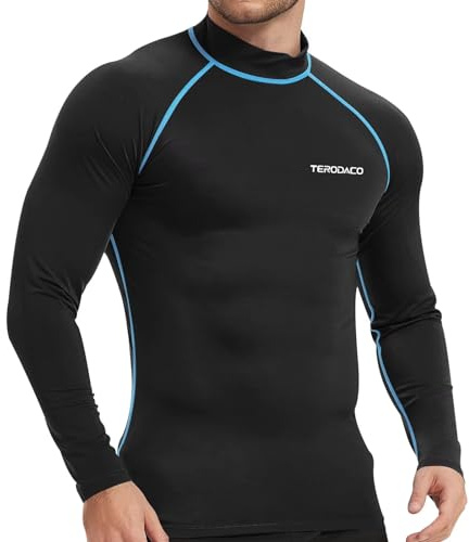 TERODACO Rash Vest Mens Sun Protection Swimming Shirts 226 Black Blue S