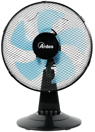 Ardes - AR5ST30N Ventilateur de table STEELO 30N 5 pales - Ventilateur de table 30 cm oscillant avec inclinaison réglable - Ventilateur 3 vitesses silencieux