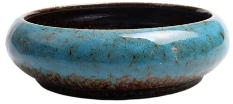 kawehiop Große, runde, saftige Pflanzschale, kreativ für den Innen und Außenbereich, Keramik, dekorativer Garten Kaktus Blumen Pflanzenbehälter, Blau