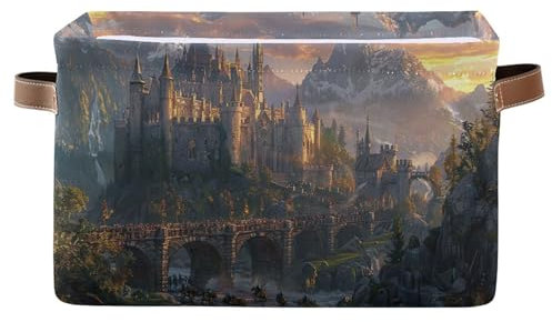 Sevdomey Cestino portaoggetti medievale fantasy stradale grande cubo organizer pieghevole con maniglia per mensole armadio lavanderia decorazione casa ufficio 1 confezione