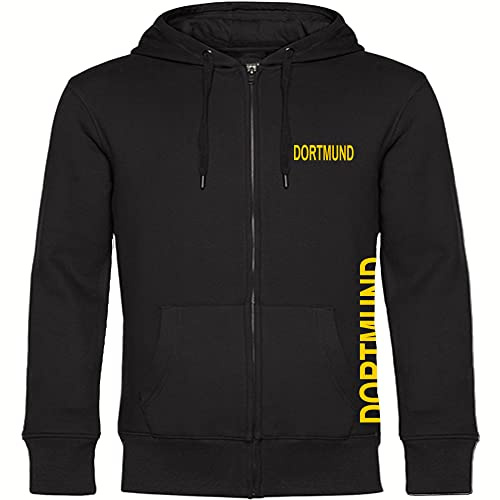 multifanshop Kapuzen Sweatshirt Jacke - Dortmund - Brust & Seite - Druck gelb - Sweat Größe S schwarz
