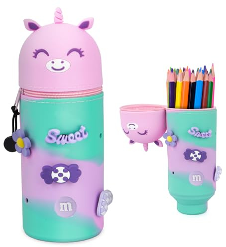 MOWETOO Estuche de silicona Kawaii, rosa, lindo