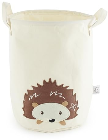 Bieco Cesto para la colada de bebé erizo, gran cesta de almacenamiento para niños, algodón y resistente al agua, almacenamiento para habitación infantil, cesta de juguetes para niñas
