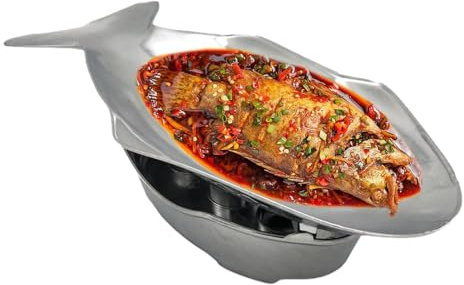 Bandejas de servir en de placa de pescado – Set de aluminio Hot Pot, plato de pescado con calefacción tailandesa | Bandeja de metal para el patio interior de la cocina interior Servi único en
