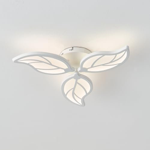STARRYOL 24W Moderna Lampada da soffitto a LED a forma di foglia, 45 cm di diametro Lampadario da soffitto bianco opaco per camera da letto, studio e sala da pranzo - 4000K Bianco caldo