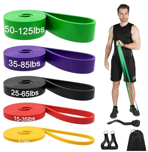 JINPALAY Bandas de Resistencia [Set de 8] Elásticas Musculación – Cintas de Ejercicio para Fitness, Pilates, Fisioterapia – Gomas 208cm con Bolsa, 50-125LB