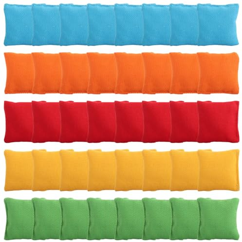 JMIATRY 40 Pcs Small Bean Bags, Colorful Bean Bags for Throwing, Soft Beanbags Throwing for Hand Toss Party Game, Fun Sports Outdoor and PE School Events, 2 x 2 Inch
