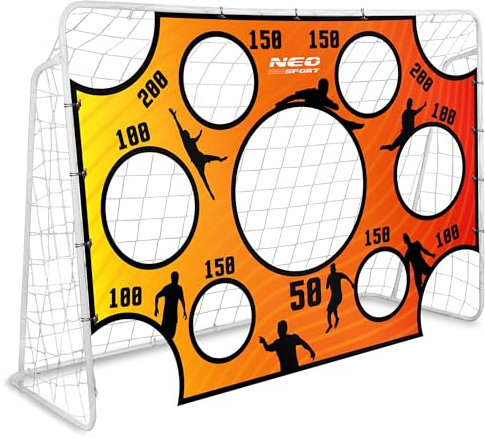 Neo-Sport målvägg, tränare, fotbollsmål 215 x 150 cm, fotbollsmatta med hål vattentät orange
