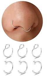 Diamday 6 Pièces Faux Piercing Nez Faux Piercing Oreille, Acier Chirurgical