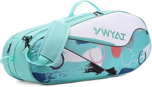 TentHome Sac à Raquettes de Badminton Sac à Dos Multifonction de Tennis pour Hommes et Femmes, Sac Bandoulière 6 Raquettes avec Compartiment à Chaussures (Lac Bleu)