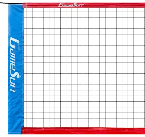 Professional Outdoor Volleyball & Badminton Combo Net - 32'x3' Heavy-Duty 21-Ply Polyester with Tarpaulin Tape & Top Cord - All Weather Court Replacement for Schools/Backyards
