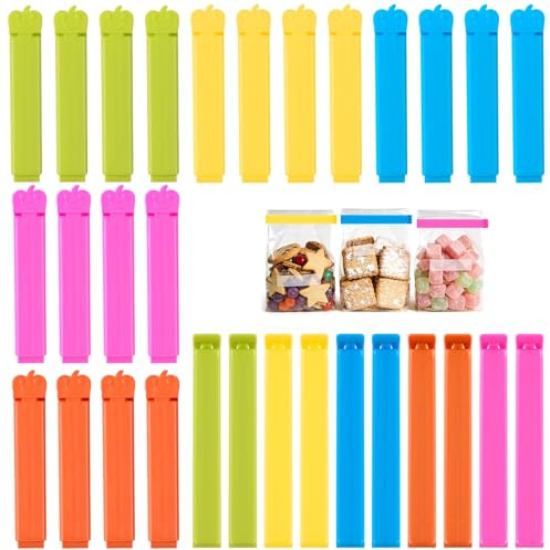 AiQInu Pinzas para Bolsas de Alimentos 30 Piezas, Pinzas Bolsas Alimentos 7/11 cm, Sellado Reutilizable para Almacenaje Cocina, Snacks, Frutos Secos, Pan, Congelador y Más