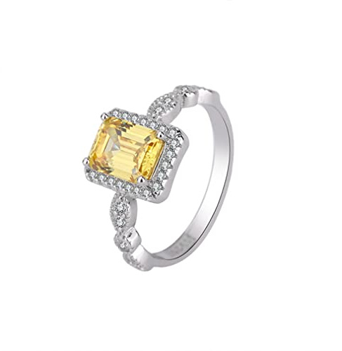 925 6 * 8 mm smaragd rubingul kol diamantringar för kvinnor mousserande bröllop smycken present