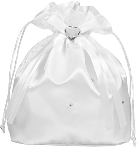 Artibetter Borsa da Sposa Decorata con Cristalli e Fiore Bianco in Tessuto Lucido per Testimone e Cerimonia Raffinata
