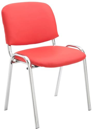 CLP Stapelstuhl Ken I Konferenzstuhl Mit Kunstleder-Bezug I Metall In Chrom-Optik, Farbe:rot
