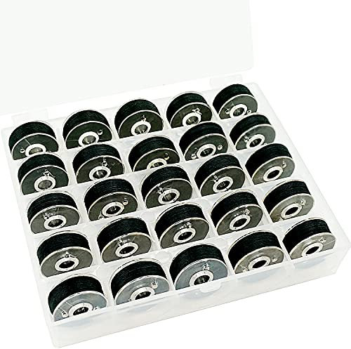 New brothread 25pcs Typ L Größe (SA155) Schwarz Vorgewickelten Spulen Unterfaden Kunststoffseite für Spezifiziert Stickerei und Nähmaschinen - 90wt