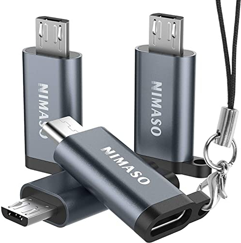 Nimaso Adapter USB C auf Micro USB 4 Pack,USB Typ C (Female) zu Micro-USB (Male) Adapter Unterstützt Charging & Sync für Samsung J6/J5/J4/J3/S7/S7 Edge/S6,Huawei Y7/Y6/P Smart/P8 Lite,LG G4,Power Bank