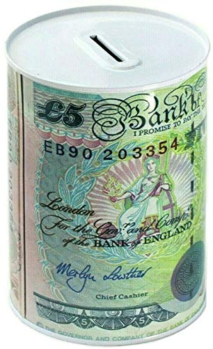 POUND NOTES £ Design Money Coin Box Tin Savings Printed BANKNOTE Kids GIFT Cash Small Medium Large Piggy Bank Adults Charity £5, £10, £20, £50 Multicolour UK FREE P&P (£5, SMALL (10.2cm x 15cm)