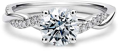 Molioaki Anillo de compromiso para mujer, oro blanco 9 K (375), anillo infinito de diamantes de 1 quilate, corte brillante 5A, circonitas blancas, alianzas de boda, regalo con circonita cúbica, 50