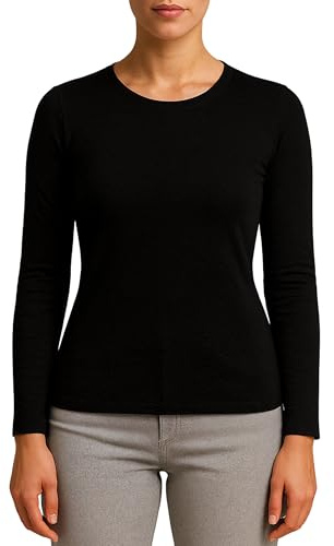Valko Maglia Termica Donna Manica Lunga – Abbigliamento Termico Donna Caldo ed Elasticizzato con Interno Felpato (Nero, L)