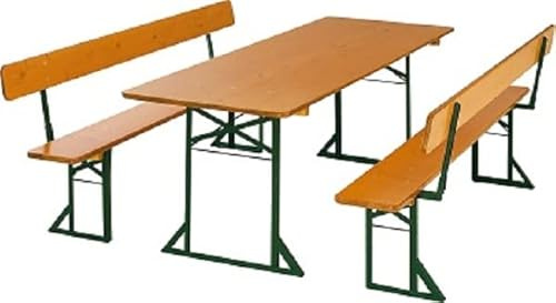 Kunibert Biergartengarnitur Gartengarnitur Klappgarnitur Festzeltgarnitur 1 A Brauereiqualität mit 80cm er Tischbreite für Innen- und Außenbereich da 3-Fach Dickschichtlassiert Maß: 220x80cm