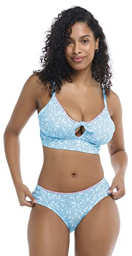 Body Glove Women's Olivia D, Dd, E, F Cup Bikini Top Swimsuit with Adjustable Tie Back, Flowery Skies