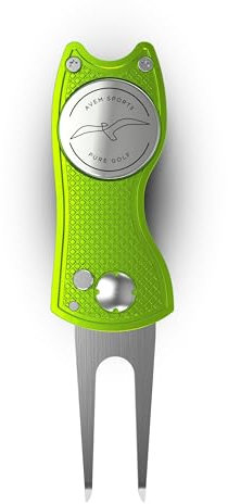 Avem Sports Pitchgabel Golf - Golfzubehör in Lime - Pitching Gabel mit Ballmarker