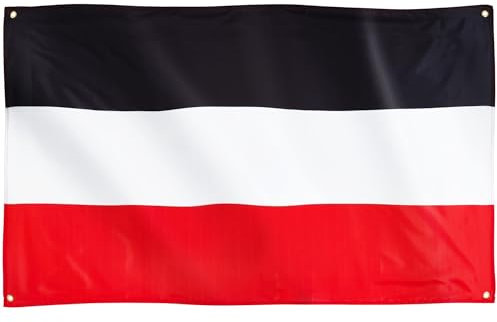Runesol Drapeau Empire Allemand, 91x152cm, 3ft x 5ft, 4 œillets, œillet dans chaque coin, tricolore, armoiries Allemagne, aigle, drapeaux de qualité supérieure, intérieur, extérieur, couleurs vives