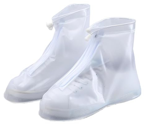JYJLLM children waterproof shoe covers shoe covers reusable waterproof，waterproof shoe cover，cycling overshoes，Suitable for school, cycling, outdoor activities, and tourism（Blue and pink） (white, M)