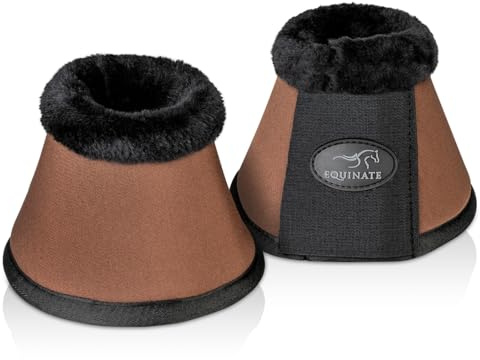 Equinate Furlyn - Set di 2 campane per zoccoli con pelliccia di agnello sintetica M, marrone