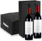 Paquete de 24 Bolsas de Regalo de Vino para 2 Botellas de Vino, SHAIDOJIO Bolsa de Regalo de Vino Negro a Granel, Bolsas de Regalo con Asa Papel Kraft con Separador de Botellas para Fiesta Navidad
