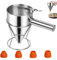 Distributeur de Pâte 600 ml, Entonnoir a Piston Inox, Support et 4 Buses Différentes, Distributeur en Acier Inoxydable, Entonnoir de Cuisine en Acier Inoxydable pour, Crêpes, Gâteaux, Gaufres
