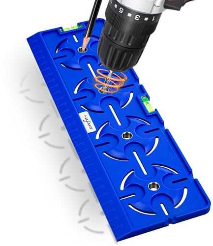 Bohrschablone für Steckdose Schalterdose Unterputzdose Hohlwanddose 71mm Abstand All in One mit Wasserwaage 30cm Lineal Für Elektroinstallation Rohbau Trockenbau Elektriker Heimwerker (Blau)