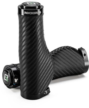 ROCKBROS Fahrradgriffe Ergonomisch, Lenkergriff PU Leder rutschfeste, Griffe Fahrrad mit Aluminium Lock, Griffe Fahrradlenker 22mm für MTB, Gravel, EBike und Rennrad
