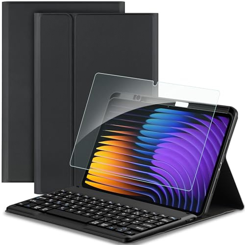 EasyAcc Coque Clavier pour Xiaomi Pad 7/7 Pro 11,2 Pouces 2025 Tablette avec Film de Protection, [AZERTY] Étui de Protection pour Clavier Amovible avec Porte-Stylo, Noir