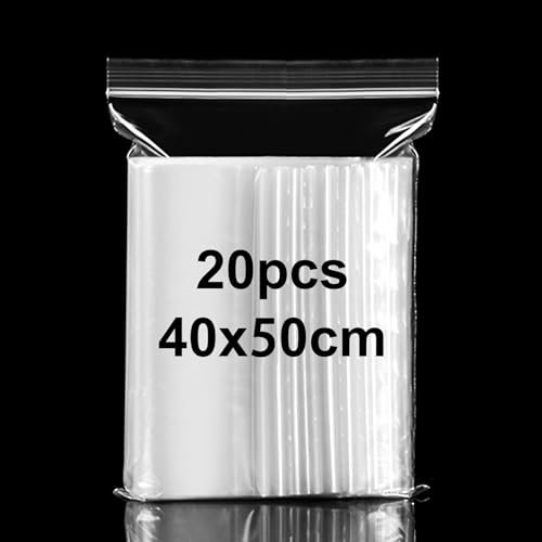 Bolsas de plástico transparente resellables con cierre hermético de 40 x 50 cm, bolsas grandes selladas, bolsas de almacenamiento de prensa, gruesas y duraderas para zapatos, mantas, almacenamiento de