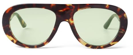 ADE WU Trendy Aviator Sunglasses for Women Men Retro 70s 80s Oversized Pilot Sunnies, Tortoise Shell Frame Green Tinted Lense