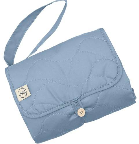 Jubi® Fasciatoio Portatile Blu – Materassino Cambio Pannolino in Cotone Biologico & Poliestere Öko-Tex – compatto e lavabile