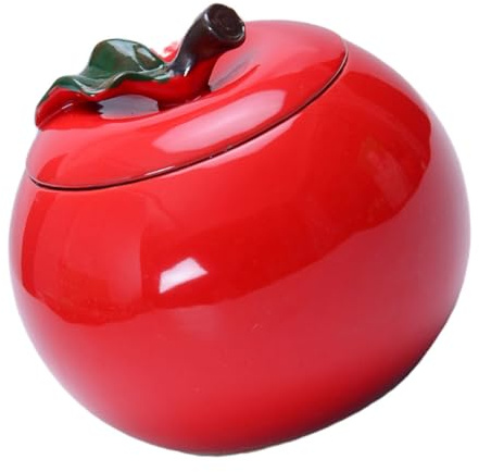 VICASKY Moisture Tea Can Decorative Ceramic Apple Jar Airtight Storage Canister for Household Tea for Kitchen Shelf Display and Preservation