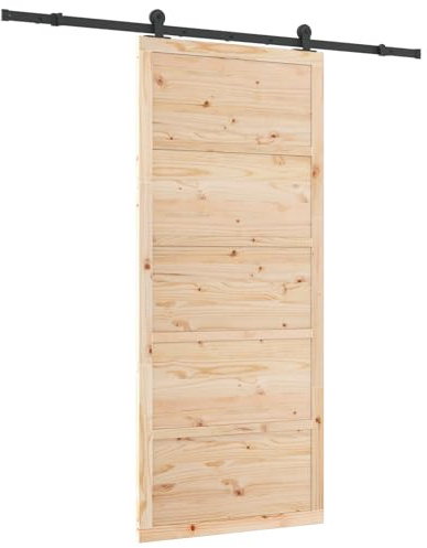 vidaXL Porte coulissante Marron 90 x 208 cm Bois massif en pin, Porte coulissante chic, cloison rustique, séparateur d'intérieur pratique, gain de place, entrée accueillante