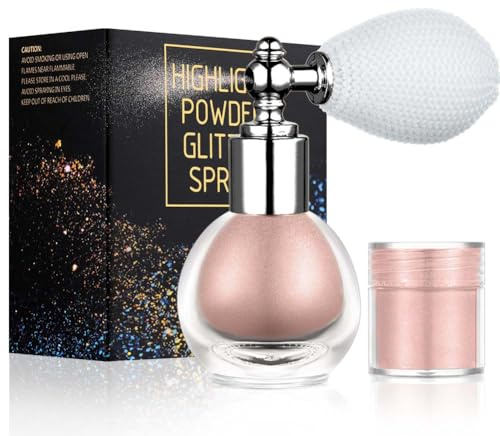 ALIIP Spray Purpurina Polvo, 4g Spray Brillante para Cuerpo, Pelo, Ropa y Maquillaje Cara, Shimmer Rociar Holográfico, Glitter Pulverización de Polvo con 3g Recarga para Carnaval y Halloween Festival