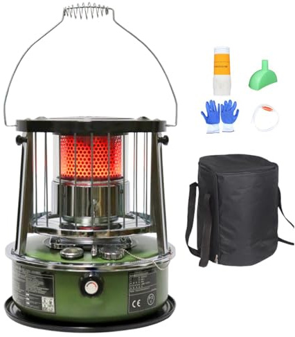 Yonuaret Estufa de petróleo para terraza, no eléctrica, calentador de de altura ajustable, para oficina, interior, baño, dormitorio, espacio, camping, exterior