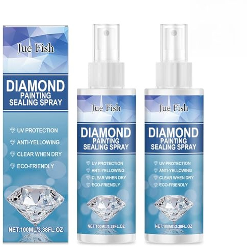 Crunier 2 Pack Spray Sellador para Pintura de Diamante de 100 ml, Sellador en Spray para Pintura de Diamante, para Cuadros Brillantes, Sellador Antidesprendimiento para Diamantes